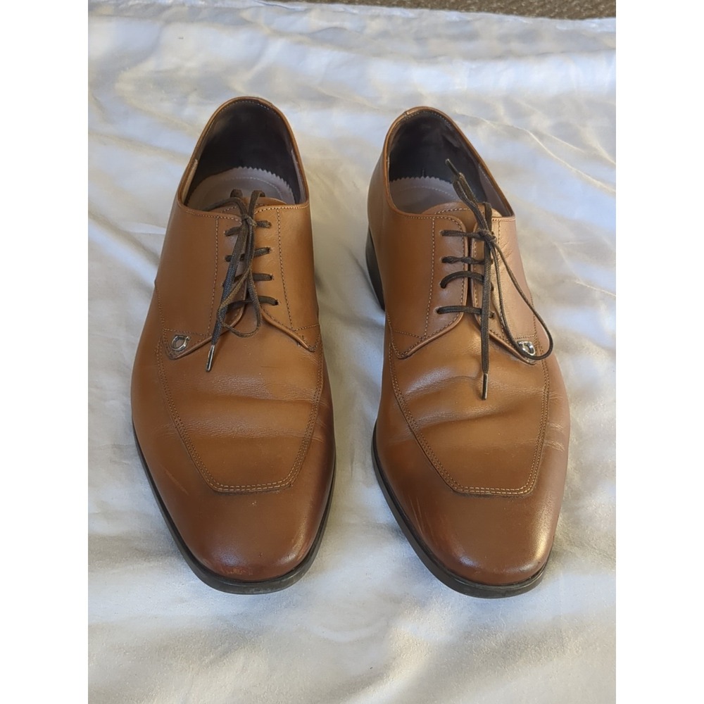 Salvatore Ferragamo Men's Tan Leather Lace-Up Dress Shoes - Picture 3 of 12